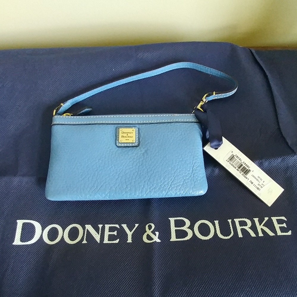 Dooney & Bourke large slim wristlet blue leather